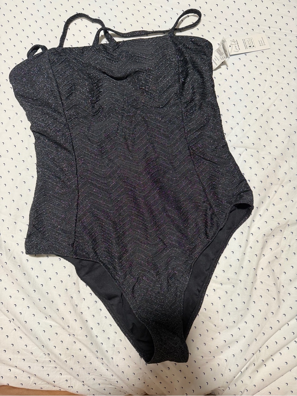 Cupshe Black Shimmery Bandeau One-Piece